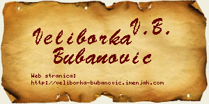 Veliborka Bubanović vizit kartica
